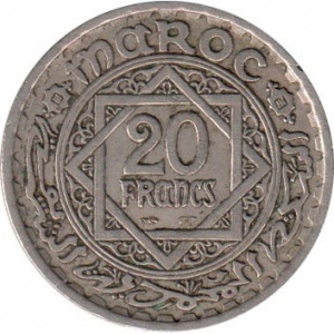 Реверс монеты Марокко, 20 франков, 1947