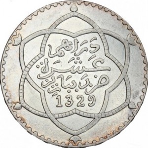 Аверс монеты Марокко, 1 риал, 1911