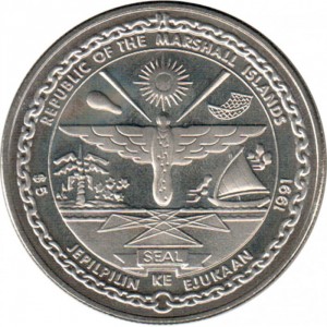Аверс монеты Маршалловы Острова, 5 долларов, 1991, 10 лет первому полёту шаттла Колумбия