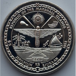 Аверс монеты Маршалловы Острова, 5 долларов, 1993, Героям Северной Атлантики