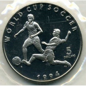 Реверс монеты Маршалловы Острова, 5 долларов, 1994, Чемпионат мира по футболу 1994