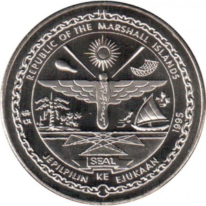 Аверс монеты Маршалловы Острова, 5 долларов, 1995, Героям войны на Тихом океане