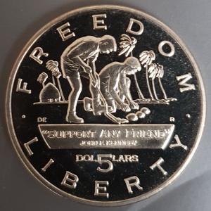 Реверс монеты Маршалловы Острова, 5 долларов, 1995, Джон Ф. Кеннеди - Поддержи любого друга
