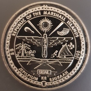 Аверс монеты Маршалловы Острова, 5 долларов, 1996, Шаттл Колумбия