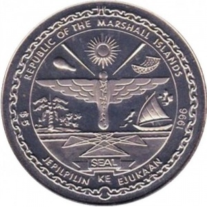 Аверс монеты Маршалловы Острова, 5 долларов, 1996, Элвис Пресли