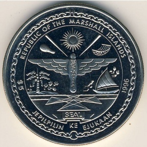Аверс монеты Маршалловы Острова, 5 долларов, 1996, Классические автомобили - 1906 Ford Model T