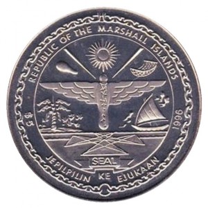 Аверс монеты Маршалловы Острова, 5 долларов, 1996, Поезда - Pennsylvania K4