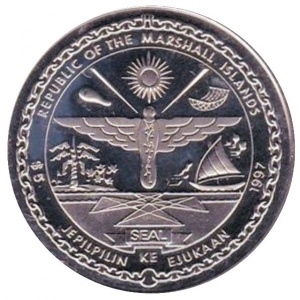 Аверс монеты Маршалловы Острова, 5 долларов, 1997, Элвис Пресли