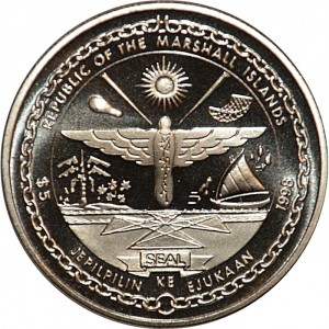 Аверс монеты Маршалловы Острова, 5 долларов, 1998, Величайшие боевые корабли в истории — Миссури