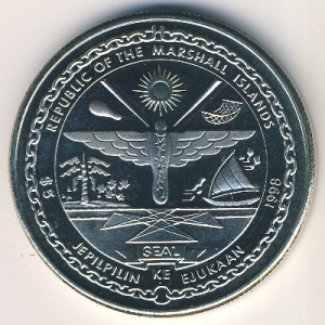 Аверс монеты Маршалловы Острова, 5 долларов, 1998, Героям Берлинского воздушного моста
