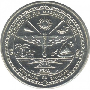 Аверс монеты Маршалловы Острова, 5 долларов, 1998, Бейб Рут