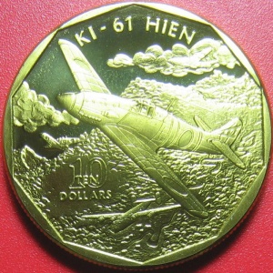 Реверс монеты Маршалловы Острова, 10 долларов, 1991, Kawasaki Ki-61 Hien