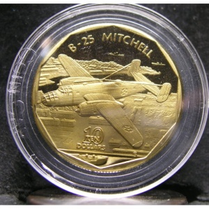 Реверс монеты Маршалловы Острова, 10 долларов, 1991, North American B-25 Mitchell