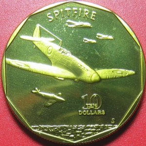 Реверс монеты Маршалловы Острова, 10 долларов, 1991, Supermarine Spitfire