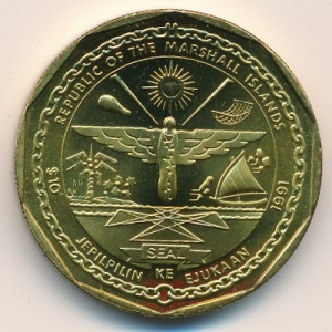Аверс монеты Маршалловы Острова, 10 долларов, 1991, Героям Перл-Харбора