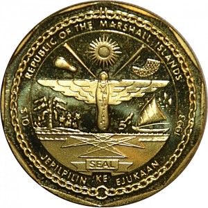 Аверс монеты Маршалловы Острова, 10 долларов, 1993, Серый дельфин