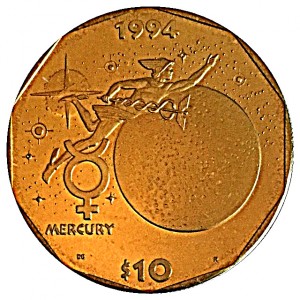 Реверс монеты Маршалловы Острова, 10 долларов, 1994, Меркурий