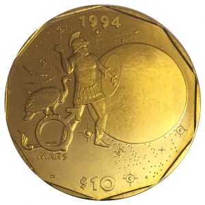 Реверс монеты Маршалловы Острова, 10 долларов, 1994, Марс