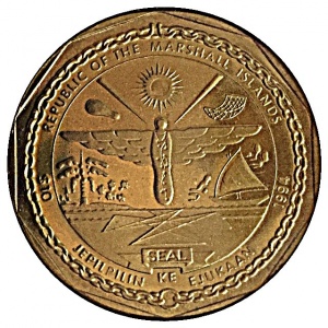 Аверс монеты Маршалловы Острова, 10 долларов, 1994, Нептун