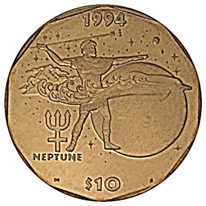 Реверс монеты Маршалловы Острова, 10 долларов, 1994, Нептун