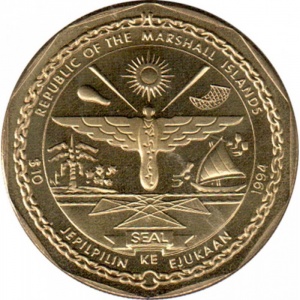 Аверс монеты Маршалловы Острова, 10 долларов, 1994, Героям Высадки в Нормандии