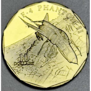 Реверс монеты Маршалловы Острова, 10 долларов, 1995, Истребитель - F-4 Phantom II
