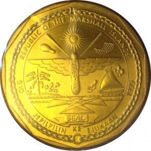 Аверс монеты Маршалловы Острова, 10 долларов, 1995, 50 лет миру - Организация Объединённых Наций