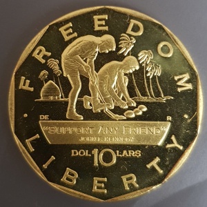 Реверс монеты Маршалловы Острова, 10 долларов, 1995, Джон Ф. Кеннеди - Поддержи любого друга