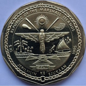 Аверс монеты Маршалловы Острова, 10 долларов, 1995, Джон Кеннеди - Противостоять любому врагу