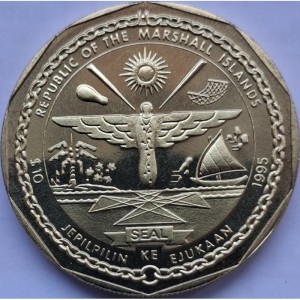 Аверс монеты Маршалловы Острова, 10 долларов, 1995, Джон Кеннеди - Преодолеть любые трудности