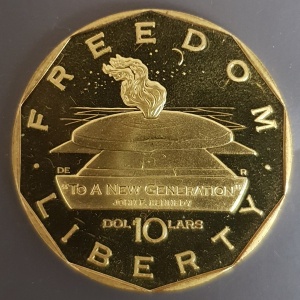 Реверс монеты Маршалловы Острова, 10 долларов, 1995, Джон Ф. Кеннеди - Новому поколению