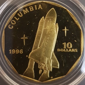 Реверс монеты Маршалловы Острова, 10 долларов, 1996, Шаттл Колумбия