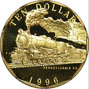 Реверс монеты Маршалловы Острова, 10 долларов, 1996, Поезда - Pennsylvania K4