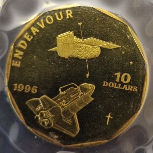 Реверс монеты Маршалловы Острова, 10 долларов, 1996, Космический челнок "Индевор"