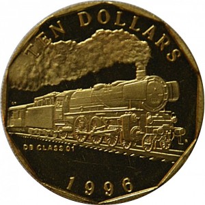 Реверс монеты Маршалловы Острова, 10 долларов, 1996, Поезда - DR Class 01