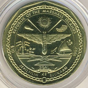 Аверс монеты Маршалловы Острова, 10 долларов, 1997, Двенадцать апостолов - Апостол Андрей