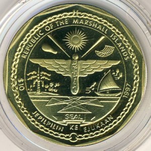 Аверс монеты Маршалловы Острова, 10 долларов, 1997, Двенадцать апостолов - Апостол Иаков Зеведеев