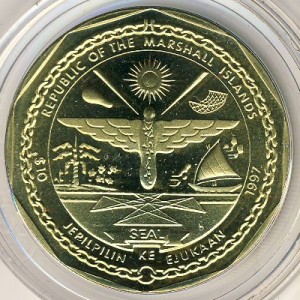 Аверс монеты Маршалловы Острова, 10 долларов, 1997, Двенадцать апостолов - Апостол Иаков Алфеев