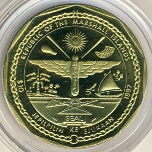 Аверс монеты Маршалловы Острова, 10 долларов, 1997, Двенадцать апостолов - Апостол Иоанн Богослов