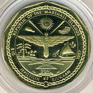 Аверс монеты Маршалловы Острова, 10 долларов, 1997, Двенадцать апостолов - Апостол Симон