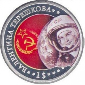 Реверс монеты Маршалловы Острова, 1 доллар, 2014, СССР в космосе - Валентина Терешкова