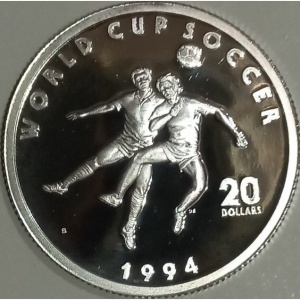 Реверс монеты Маршалловы Острова, 20 долларов, 1994, Чемпионат мира по футболу 1994
