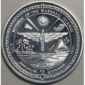 Аверс монеты Маршалловы Острова, 50 долларов, 1991, Dewoitine D.520