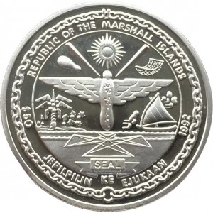 Аверс монеты Маршалловы Острова, 50 долларов, 1992, Устремляясь к звездам - Аргонавты