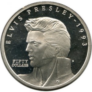 Реверс монеты Маршалловы Острова, 50 долларов, 1993, Элвис Пресли