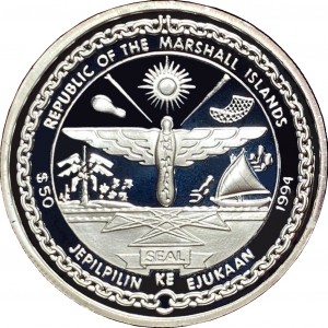 Аверс монеты Маршалловы Острова, 50 долларов, 1994, Героям Арденнской операции
