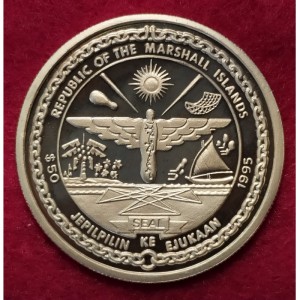 Аверс монеты Маршалловы Острова, 50 долларов, 1995, Джон Ф. Кеннеди - Противостоите любому врагу