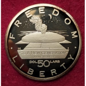 Реверс монеты Маршалловы Острова, 50 долларов, 1995, Джон Ф. Кеннеди - Новому поколению
