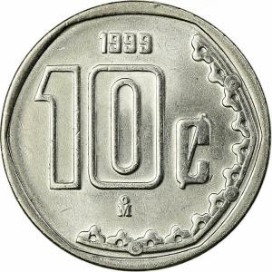 Реверс монеты Мексика, 10 сентаво, 1992-2009