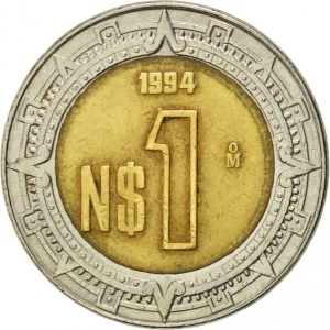 Реверс монеты Мексика, 1 новый песо, 1992-1995